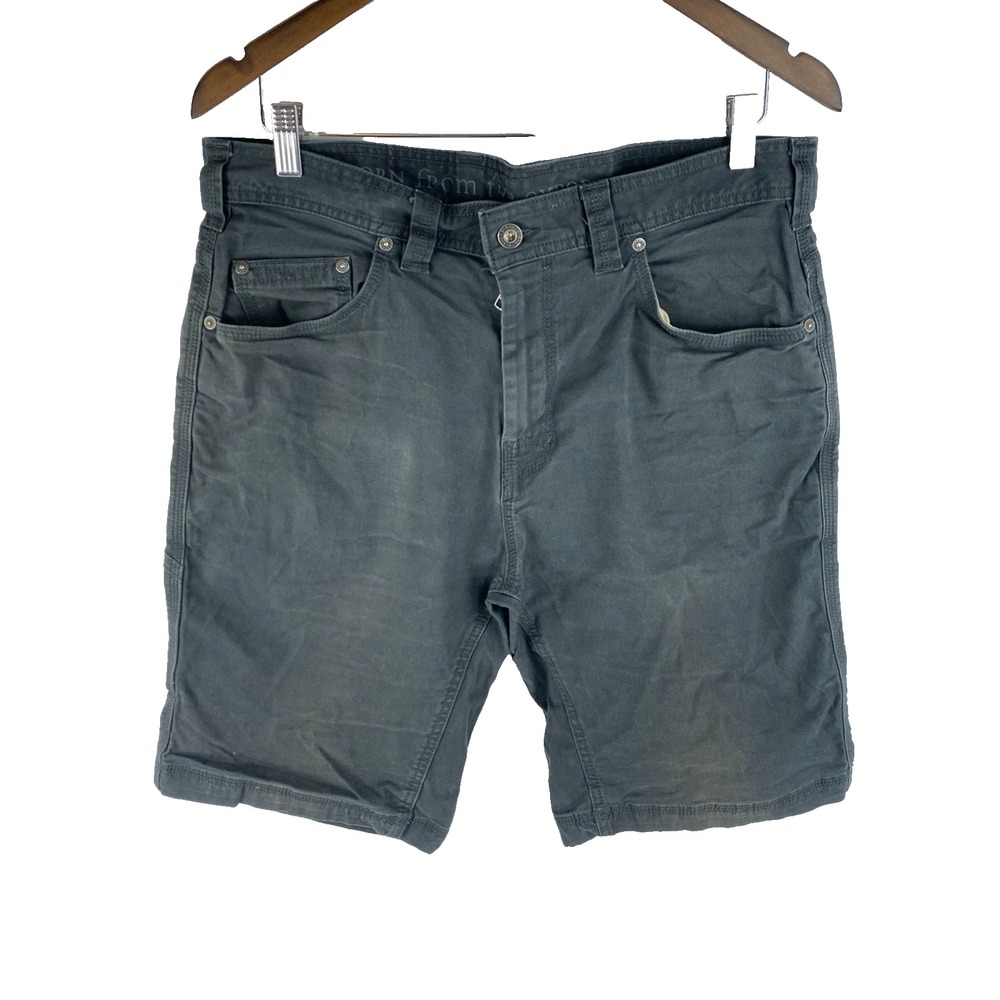 Prana Mens 34x11 Gray Denim Shorts Cargo Durable Climbing Camping Organic